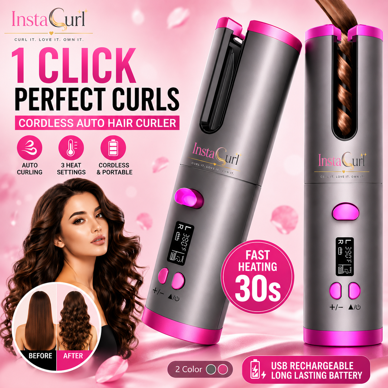 InstaCurl Pro™ | Cordless Hair Curler