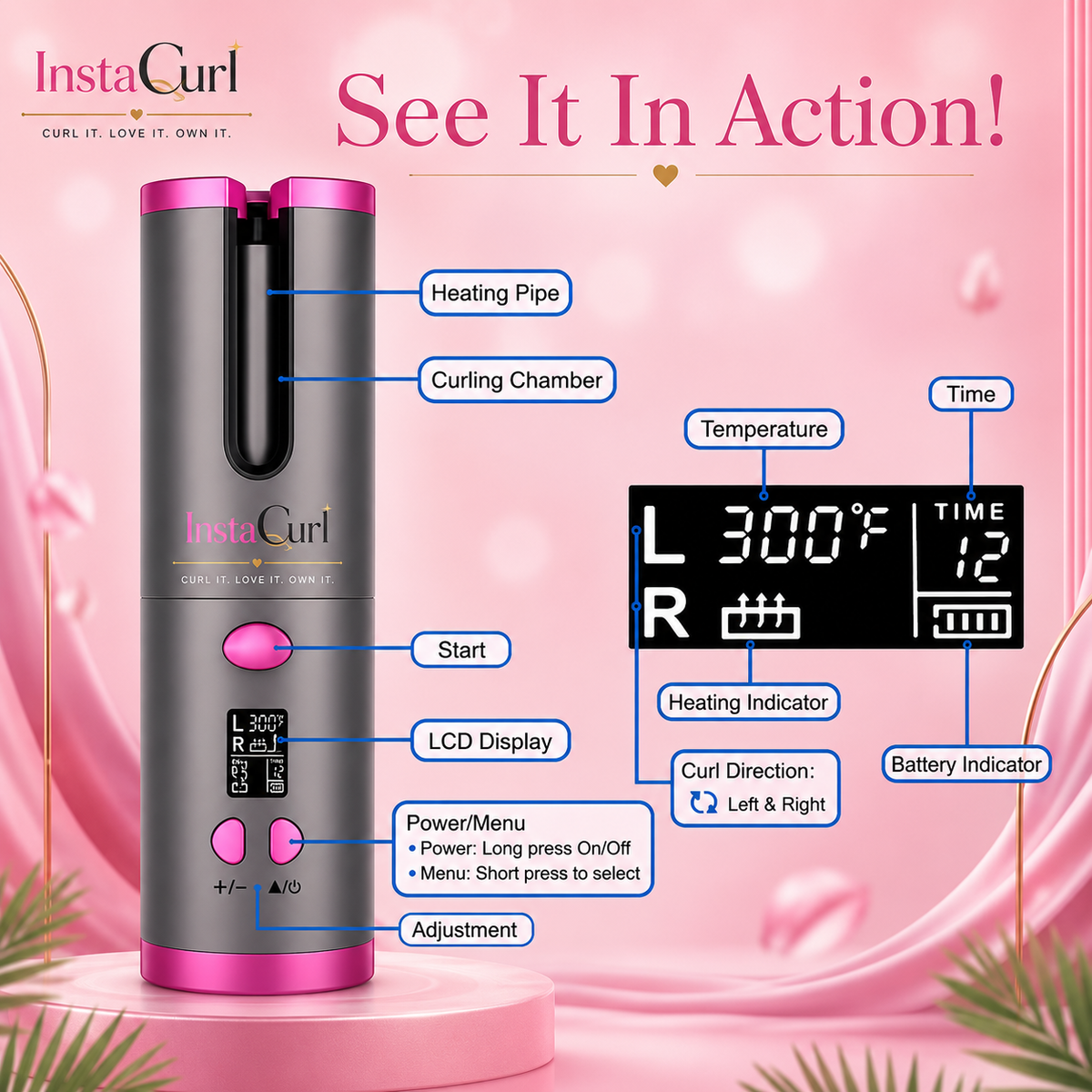 InstaCurl Pro™ | Cordless Hair Curler