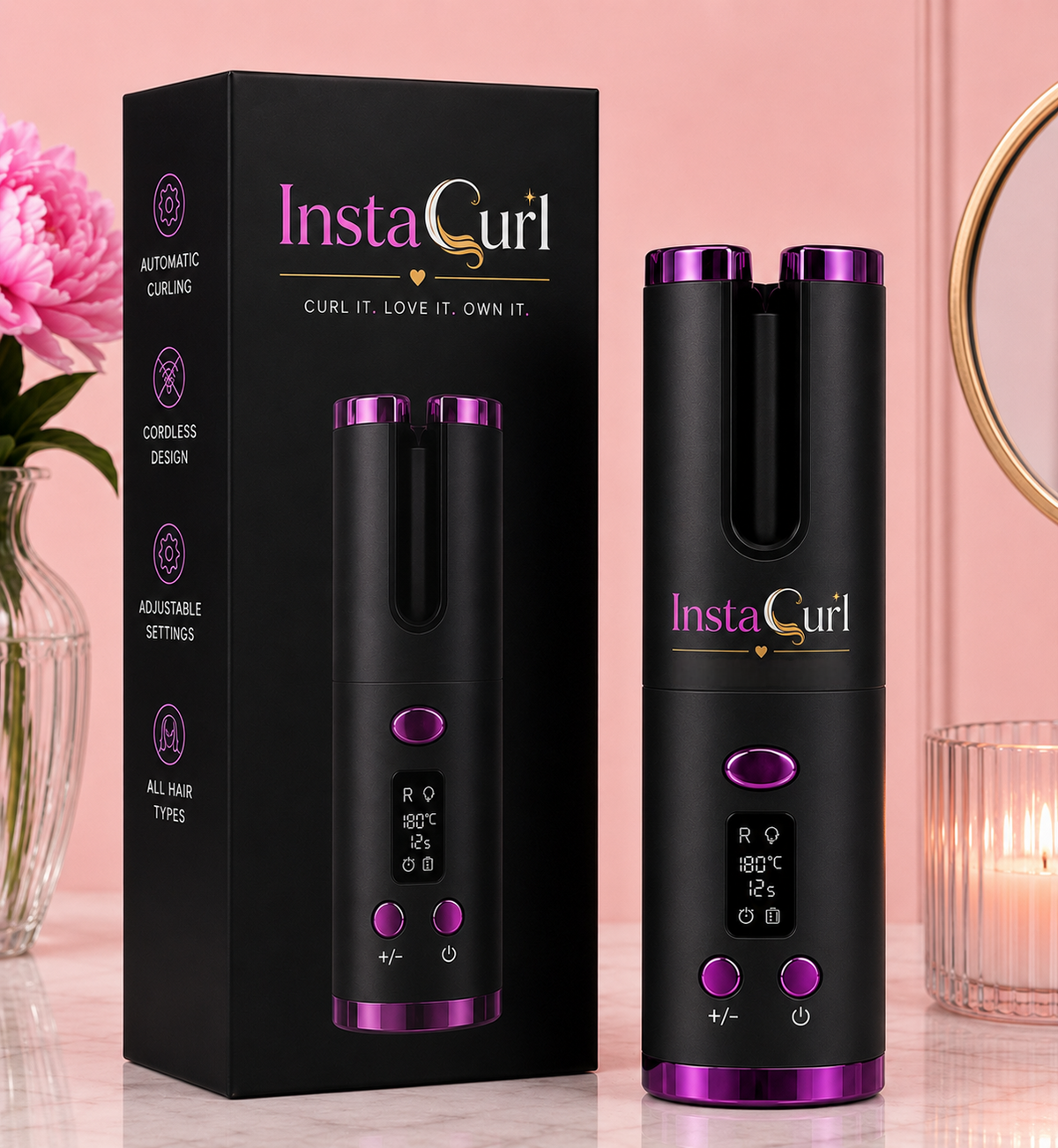 InstaCurl Pro™ | Cordless Hair Curler